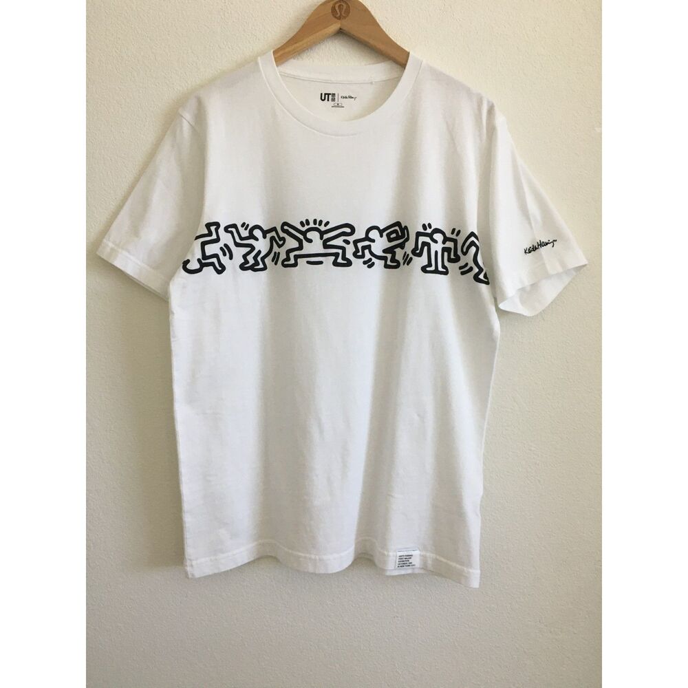 UNIQLO UT x Keith Haring Graphic T-Shirt White Black Art Tee Size M